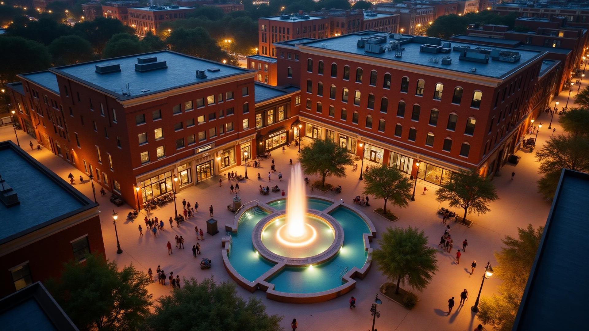 Historic Sundance Square in downtown Fort Worth Texas featuring brick streets, restaurants, and urban living