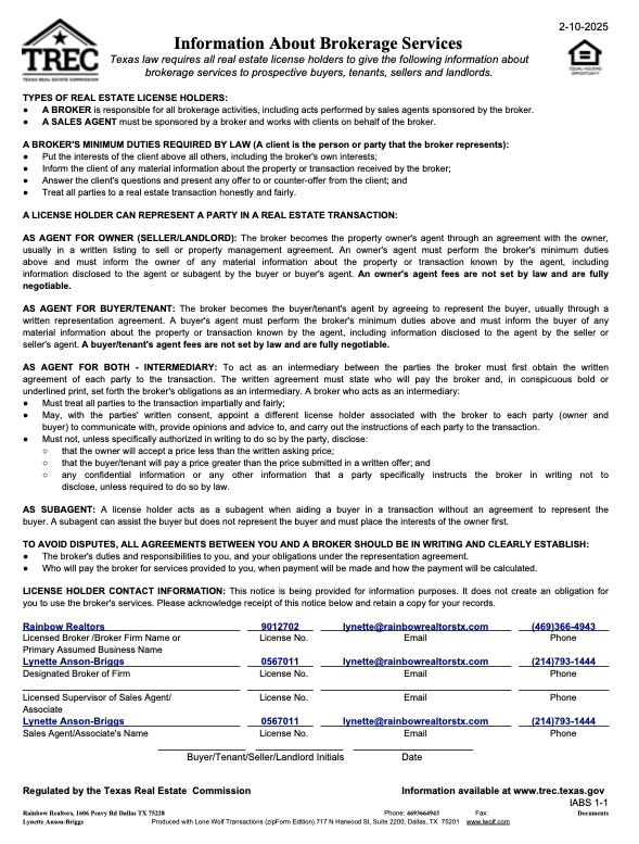 Texas Real Estate Commission (TREC) - Licensed Dallas Fort Worth real estate brokerage